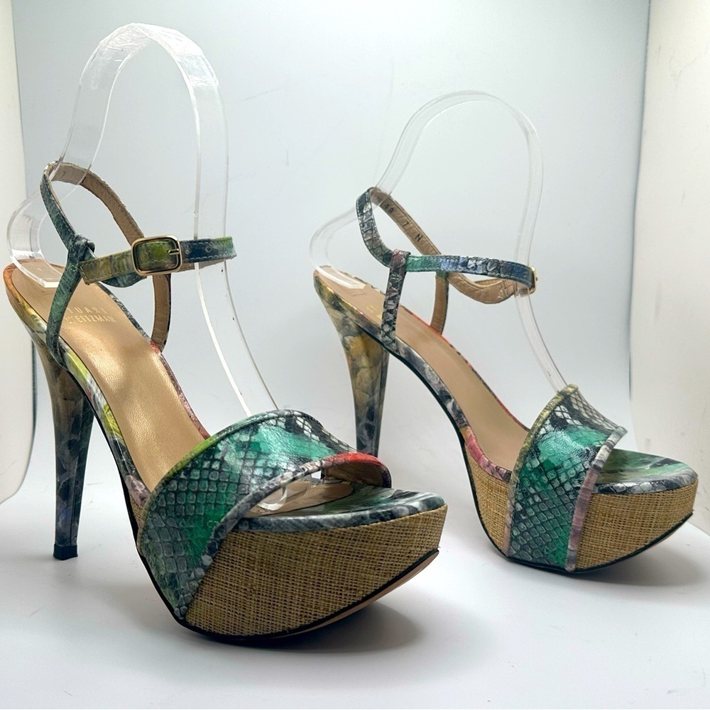 Stuart weitzman - onceover - Pretty Python Patent platform heeled sandal